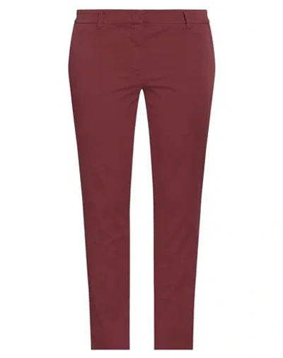 ROSSOPURO ROSSOPURO WOMAN PANTS BURGUNDY SIZE 12 COTTON, ELASTANE