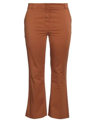 Rossopuro Woman Pants Camel Size 12 Cotton, Elastane In Beige
