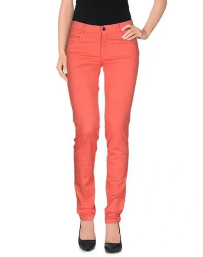 Rossopuro Woman Pants Coral Size 10 Cotton, Elastane In Red