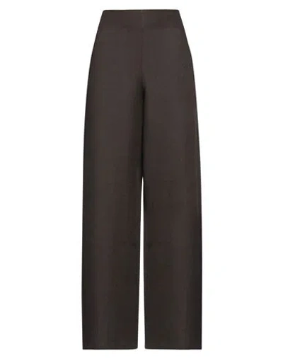 Rossopuro Woman Pants Dark Brown Size Xxl Linen In Brown