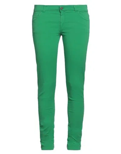 ROSSOPURO ROSSOPURO WOMAN PANTS GREEN SIZE 4 COTTON, ELASTANE