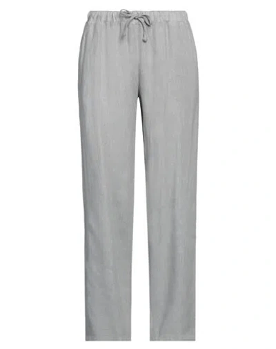 Rossopuro Woman Pants Grey Size M Linen In Gray