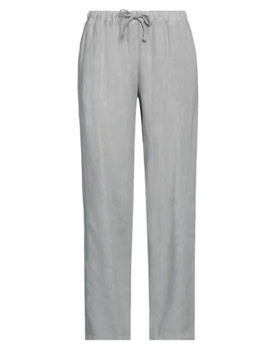 Rossopuro Woman Pants Grey Size M Linen In Grey