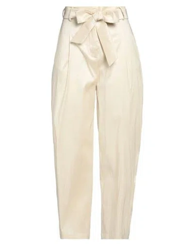 Rossopuro Woman Pants Ivory Size M Polyester, Nylon, Elastane In White