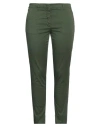 Rossopuro Woman Pants Military Green Size 10 Cotton, Elastane In Green