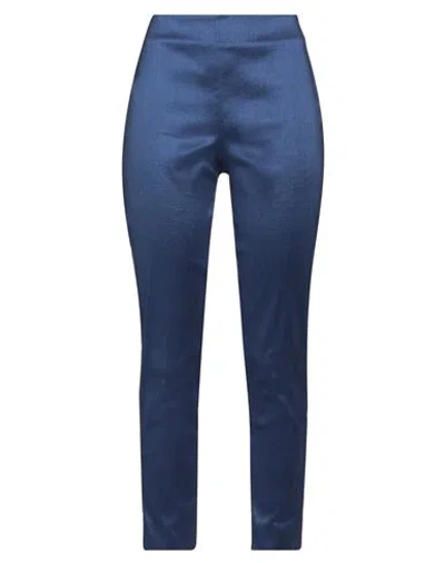 Rossopuro Woman Pants Navy Size M Polyester, Nylon, Elastane In Navy Blue