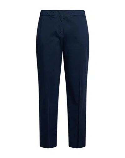 Rossopuro Woman Pants Navy Size 10 Cotton, Elastane In Blue