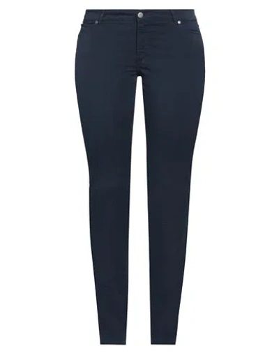 Rossopuro Woman Pants Navy Size 6 Cotton, Elastane In Navy Blue