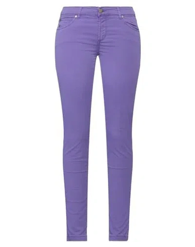 Rossopuro Woman Pants Purple Size 6 Cotton, Elastane