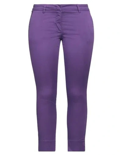 Rossopuro Woman Pants Purple Size 8 Cotton, Elastane
