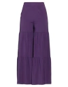 Rossopuro Woman Pants Purple Size M Cotton, Silk, Elastane