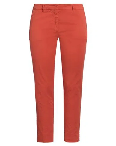 Rossopuro Woman Pants Rust Size 14 Cotton, Elastane In Red