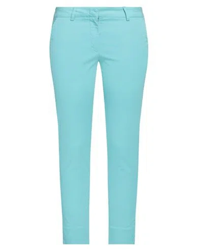 Rossopuro Woman Pants Sky Blue Size 6 Cotton, Elastane