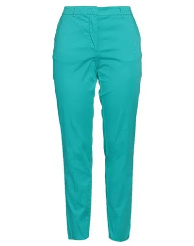 Rossopuro Woman Pants Turquoise Size 14 Cotton, Elastane In Blue