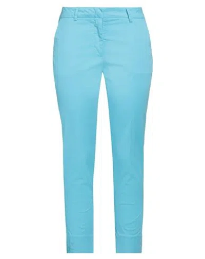 Rossopuro Woman Pants Turquoise Size 8 Cotton, Elastane In Blue