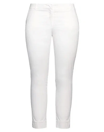 Rossopuro Woman Pants White Size 12 Cotton, Elastane