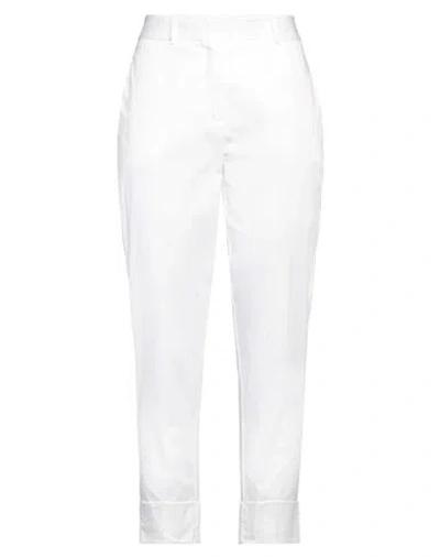 Rossopuro Woman Pants White Size 2 Cotton, Elastane