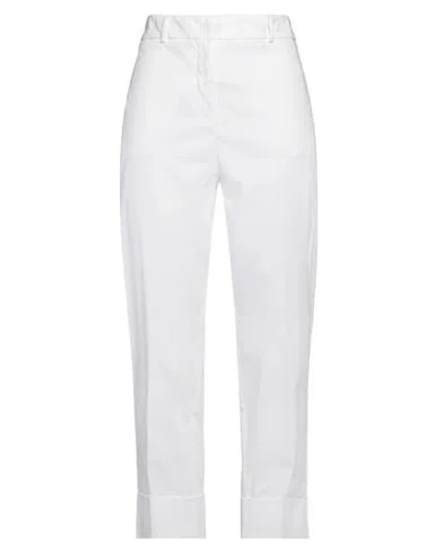 Rossopuro Woman Pants White Size 10 Cotton, Elastane