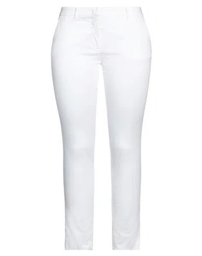 Rossopuro Woman Pants White Size 8 Cotton, Elastane