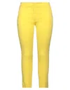 Rossopuro Woman Pants Yellow Size 10 Cotton, Elastane