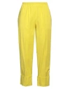 Rossopuro Woman Pants Yellow Size 8 Cotton, Elastane