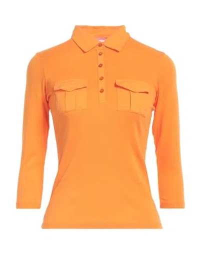Rossopuro Woman Polo Shirt Orange Size 4 Cotton, Linen