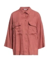 Rossopuro Woman Shirt Antique Rose Size L Linen In Pink