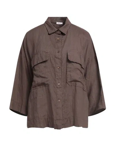 ROSSOPURO ROSSOPURO WOMAN SHIRT CHOCOLATE BROWN SIZE S LINEN