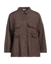 Rossopuro Woman Shirt Dark Brown Size S Linen