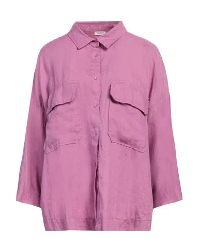 Rossopuro Woman Shirt Mauve Size M Linen In Purple