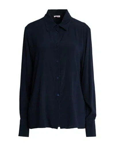 Rossopuro Woman Shirt Midnight Blue Size L Silk, Elastane