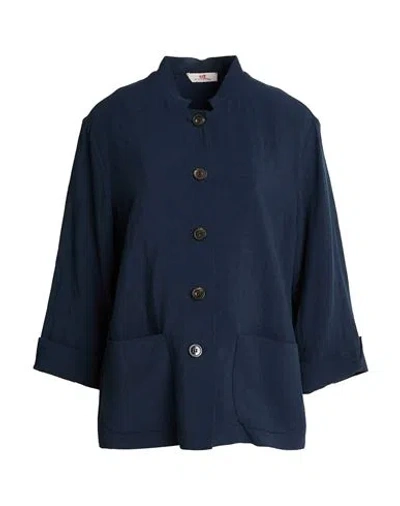 Rossopuro Woman Shirt Navy Size 8 Viscose, Linen In Blue