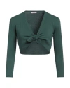 Rossopuro Woman Wrap Cardigans Dark Green Size 6 Cotton, Polyester In Green