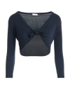Rossopuro Woman Wrap Cardigans Midnight Blue Size 4 Cotton, Polyester In Blue