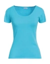 Rossopuro Woman Sweater Azure Size 14 Cotton, Polyester In Blue