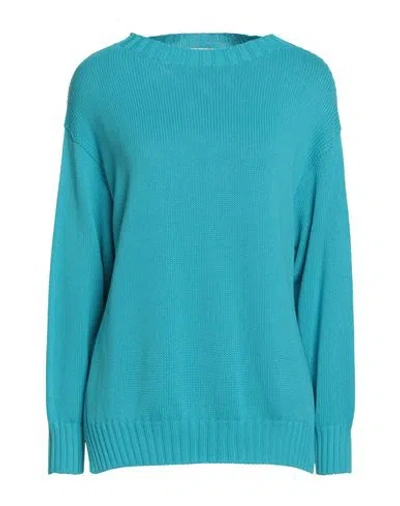 Rossopuro Woman Sweater Azure Size M Cotton In Blue