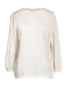 Rossopuro Woman Sweater Beige Size M Polyester, Viscose, Metallic Fiber, Polyamide, Cotton