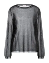 Rossopuro Woman Sweater Black Size S Polyester, Viscose, Metallic Fiber, Polyamide, Cotton