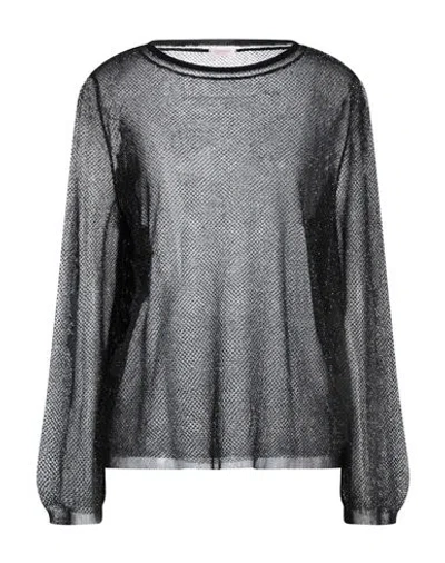 Rossopuro Woman Sweater Black Size S Polyester, Viscose, Metallic Fiber, Polyamide, Cotton