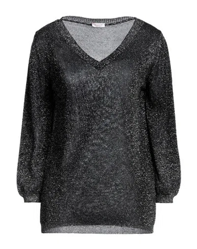 Rossopuro Woman Sweater Black Size S Viscose, Metallic Fiber, Polyester