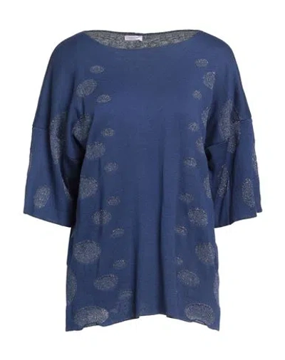Rossopuro Woman Sweater Blue Size M Cotton, Viscose, Polyamide, Polyester