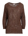 Rossopuro Woman Sweater Brown Size L Cotton, Polyamide In Brown