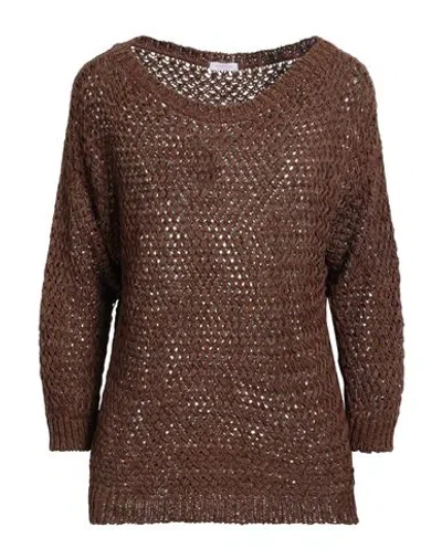 Rossopuro Woman Sweater Brown Size L Cotton, Polyamide