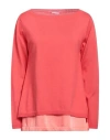 Rossopuro Woman Sweater Coral Size L Cotton, Silk, Elastane In Red