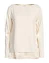 Rossopuro Woman Sweater Cream Size S Cotton, Silk, Elastane In White