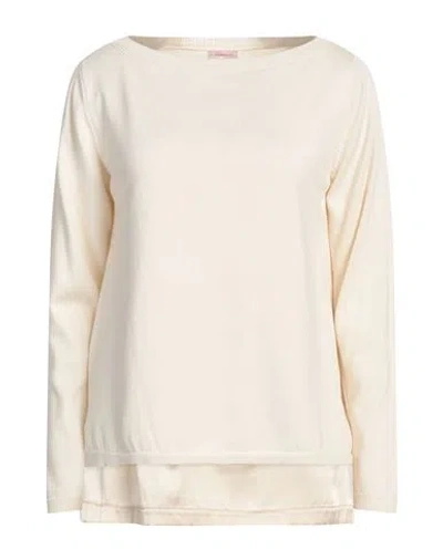 Rossopuro Woman Sweater Cream Size S Cotton, Silk, Elastane In White