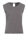 Rossopuro Woman Sweater Grey Size 14 Cotton, Polyester In Gray