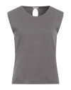 Rossopuro Woman Sweater Grey Size 12 Cotton, Polyester In Grey