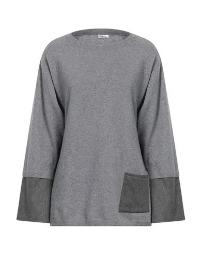 Rossopuro Woman Sweater Grey Size L Wool, Cashmere, Viscose, Polyester, Elastane