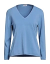 Rossopuro Woman Sweater Light Blue Size 14 Cotton In Blue